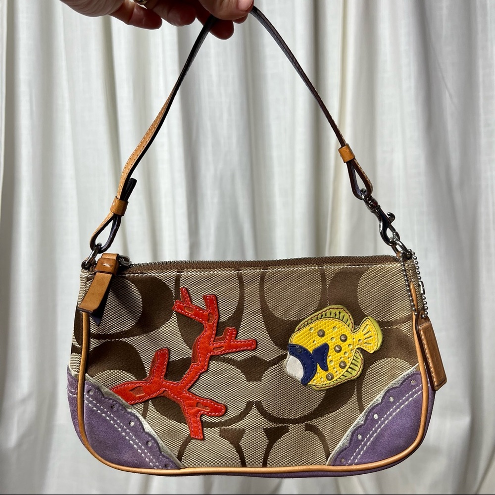 Coach Limited Edition Mini Side Bag with Fish and Coral Aplique 1491